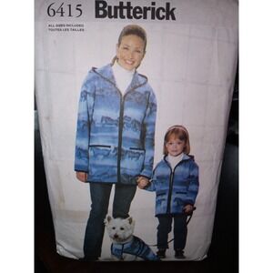Butterick 6415 Children's Girls Misses Jacket & Dog Coat Sewing Pattern S - XL